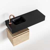 Toiletmeubel Mondiaz Andor | 80 cm | Meubelkleur Washed oak | Lex vrijhangend wastafel Urban Links | 1 kraangat
