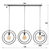 Hoyz - Industriele Hanglamp - 3 Lampen - Turn Around - Zwart - thumbnail