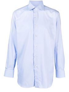 Brioni chemise en coton à boutonnière - Bleu