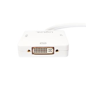 LogiLink CV0045A Adapter [1x Mini-DisplayPort stekker - 1x DVI-bus 24+5-polig, HDMI-bus] Wit 15.00 cm