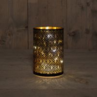 Cylinder Glass Baroque Black/Gold 10X15Cm / 8Led Warm W - Anna's Collection - thumbnail