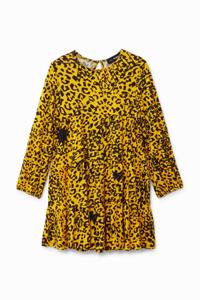 Trapezejurk met luipaardprint - YELLOW - 5/6