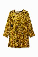 Trapezejurk met luipaardprint - YELLOW - 5/6