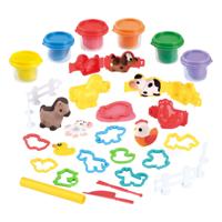 Play boerderij en dieren kleiset, 6 kleipotjes