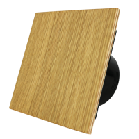 Whisper Pro-design Badkamerventilator - Ø100mm - Met Nalooptimer - Vlak Hout - Zwarte Ventilator