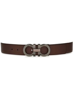 Ferragamo ceinture réversible en cuir à boucle Gancini - Marron