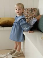 Geborduurde denim jurk baby stone