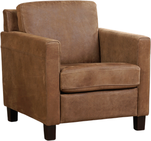 Bruine leren landelijke fauteuil Smart - poot hout bruin - Kenia Leer Brown (bruin leer)