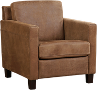 Bruine leren landelijke fauteuil Smart - poot hout bruin - Kenia Leer Brown (bruin leer)