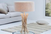 Design drijfhout tafellamp WILD NATURE 62cm zand met linnen kap - 38154