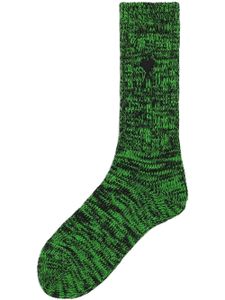 AMI Paris chaussettes en maille à design chiné - Vert