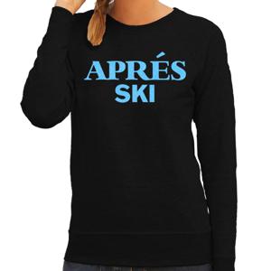 Apres ski sweater dames - Apres ski - zwart - glitter blauw - wintersport - skieen/snowboarden