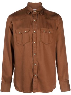 Lardini Lyocell overhemd - Bruin Lardini Lyocell overhemd - Bruin