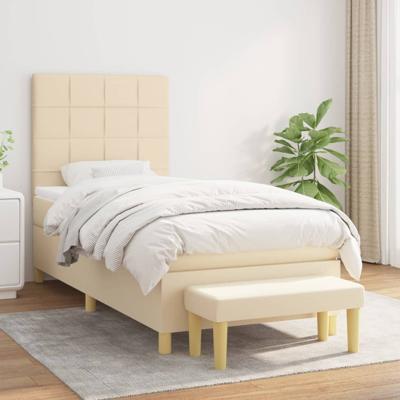Boxspring met matras stof crèmekleurig 90x200 cm