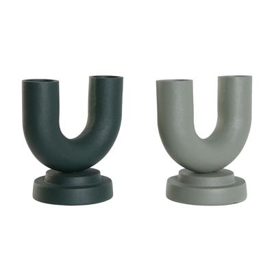 Vaas Home ESPRIT Groen Aluminium 18 x 13 x 19 cm (2 Stuks)
