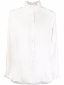 SANDRO blouse Haby en soie à volants - Blanc