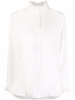 SANDRO blouse Haby en soie à volants - Blanc