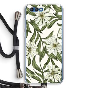 Wit bloemenpatroon: Honor 10 Transparant Hoesje met koord