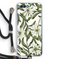 Wit bloemenpatroon: Honor 10 Transparant Hoesje met koord