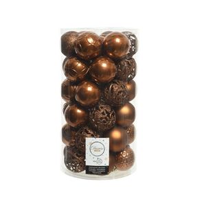 37x stuks kunststof kerstballen kaneel bruin 6 cm glans/mat/glitter mix - Kerstbal