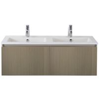 Frozen 3D Badmeubelset 120 cm - Greeplijst in Kleur - Olive - Keramische Wastafel Wit Dubbel 2 Kraangaten