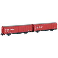 Hobbytrain H24651 N set van 2 schuifwandwagens Hbbilns van de DB Cargo