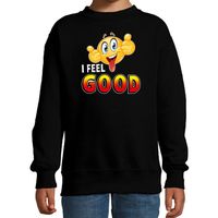 Funny emoticon sweater I feel good zwart kids - thumbnail