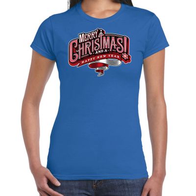 Merry Christmas Kerstshirt / Kerst t-shirt blauw voor dames Merry Christmas Kerstshirt / Kerst t-shirt blauw voor dames