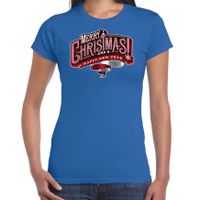 Merry Christmas Kerstshirt / Kerst t-shirt blauw voor dames