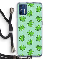 Groene blaadjes: Motorola Moto G9 Plus Transparant Hoesje met koord