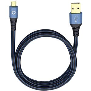 Oehlbach USB Plus Micro USB 2.0 [1x USB-A 2.0 stekker - 1x Micro-USB 2.0 B stekker] 0.50 m Blauw Vergulde steekcontacten