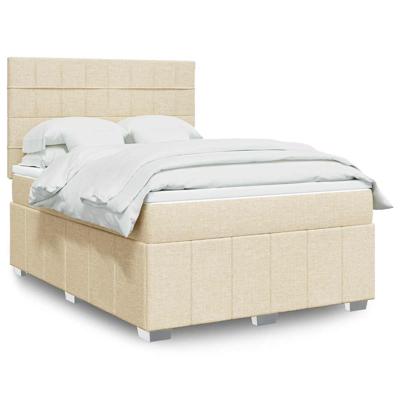Boxspring met matras stof crèmekleurig 140x190 cm