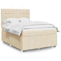 Boxspring met matras stof crèmekleurig 140x190 cm