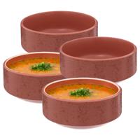 Soepkommen/serveer schaaltjes - 4x - Loft - keramiek - D15 x H7 cm - terracotta - Stapelbaar