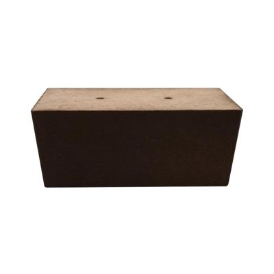 Meubelpoot bruin tapse rechthoek 11 bij 7,5 cm en hoogte 4,5 cm van massief beukenhout