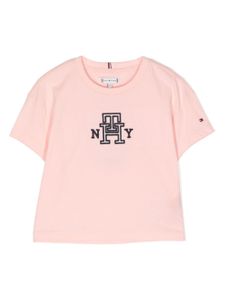 Tommy Hilfiger Junior t-shirt en coton à patch logo - Rose