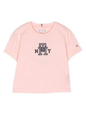 Tommy Hilfiger Junior t-shirt en coton à patch logo - Rose
