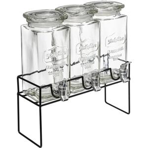 Secret de Gourmet Dranksdispenser/limonadetap - 3x - glas - 1,5 liter - in houder