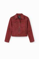 Denim truckerjack met krantenknipsels - RED - XL Denim truckerjack met krantenknipsels - RED - XL