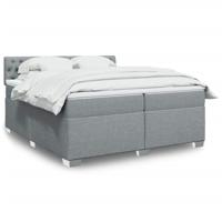 Boxspring met matras stof lichtgrijs 200x200 cm