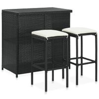 3-delige Barset poly rattan zwart - thumbnail