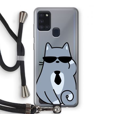 Cool cat: Samsung Galaxy A21s Transparant Hoesje met koord