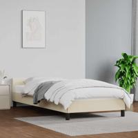 Bedframe met hoofdeinde zonder matras 90x200 cm crèmekleurig