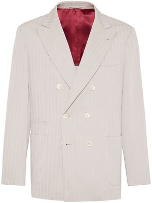 Brunello Cucinelli blazer croisé à rayures - Tons neutres