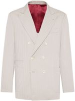 Brunello Cucinelli blazer croisé à rayures - Tons neutres