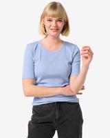 HEMA Dames T-shirt Clara Rib Blauw (blauw)