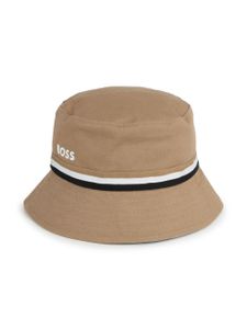 BOSS Kidswear logo-print reversible bucket hat - Blanc