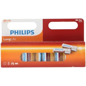 Philips AA-Batterijen - R6L12W - 12 Stuks Batterij Pack - Zinkchloride Technologie - 3 Jaar Houdbaarheid