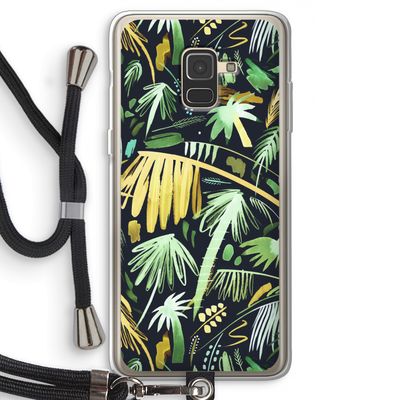 Tropical Palms Dark: Samsung Galaxy A8 (2018) Transparant Hoesje met koord