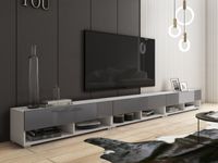 TV-meubel ACAPULCO 3 klapdeur 300 cm wit/hoogglans grijs met led - thumbnail